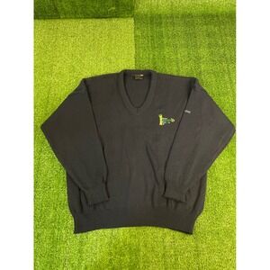 Blarney Castle Mens XL Blue  V-Neck Sweater Ireland Embroidered Knit Pullover